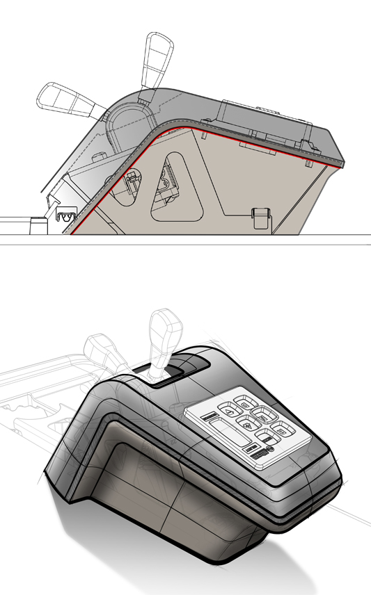 Concept Design Sketch of MAN Interior Center Console